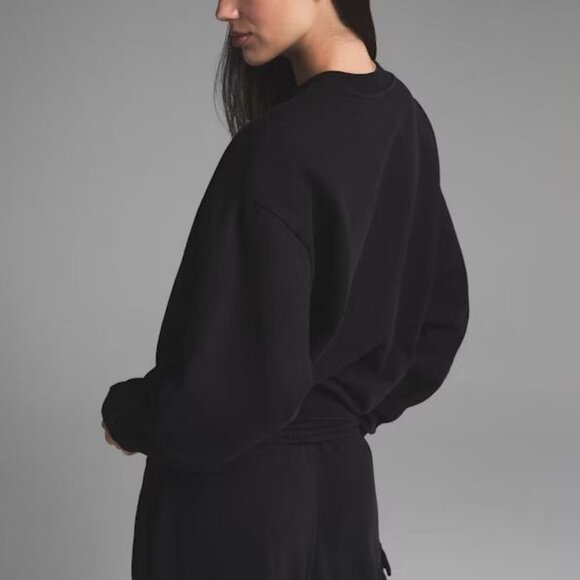 SKIMS Boyfriend Fleece Washed Onyx Black Crewneck Sweatshirt Women's X-Small XS - Picture 3 of 8